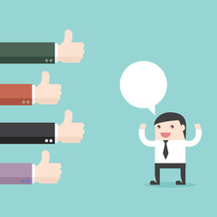 Success communication. good comment. great suggestion. Flat design business financial marketing commercial banking web minimal concept cartoon illustration.