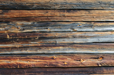 Old brown log wall background