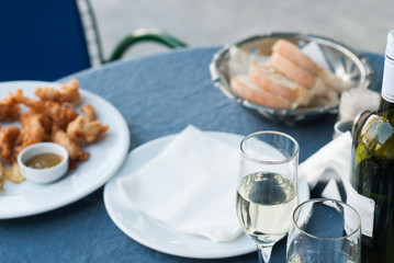 Fresh fried chicken fingers in a plate