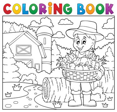 Coloring book farmer with harvest 2