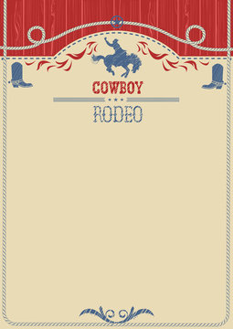 American cowboy rodeo poster.Vector western paper background for