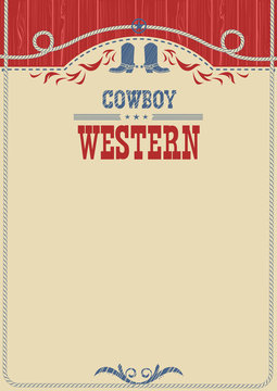 American cowboy poster for text.Vector background with decoratio