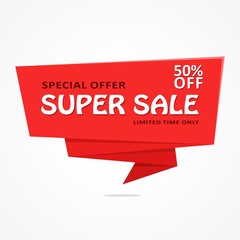 Super Sale banner template desing on white background. Best offer. Vector Illustration