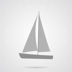 Vector Gray Sailing Yacht Flat Icon