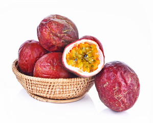 Passion Fruit  in Basket on white background