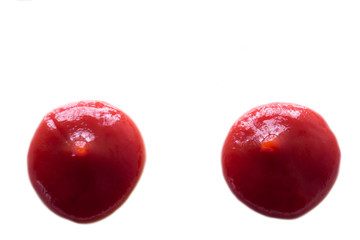 Red sauce on white background 