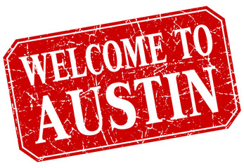 welcome to Austin red square grunge stamp