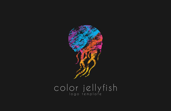 Jellyfish logo design. Sea logo. Ocean logo design.