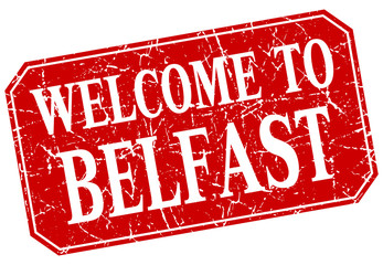 welcome to Belfast red square grunge stamp