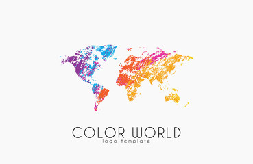 Obraz premium World map logo. World logo. Color world. Creative logo. Travel logo design.