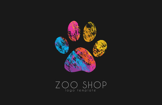 paw print logo. Creative animal logo. zoo logo. zoo shop. creative logo