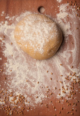 Fototapeta na wymiar Dough on flour