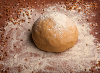 Fototapeta na wymiar Dough on flour