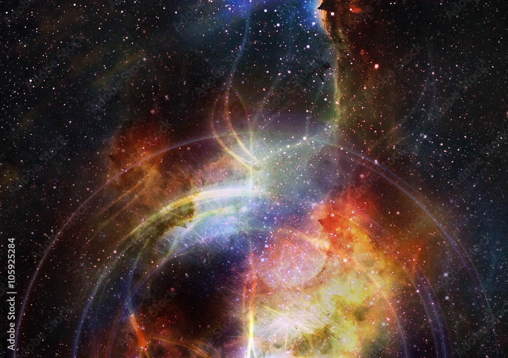 Poster Cosmos and fractal effect, computer collage. Elements of this image furnished by NASA.