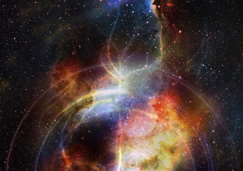 Cosmos and fractal effect, computer collage. Elements of this image furnished by NASA.