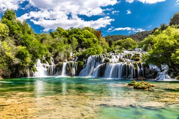 Tuinposter Watervallen Waterval in Nationaal Park Krka -Dalmatië, Kroatië