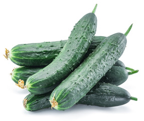 Cucumbers on the white background.