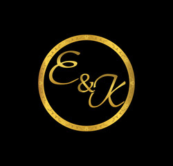 EK initial wedding in golden ring