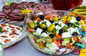  delicious gala dinner (greek salad, cold cuts, salad with salmo
