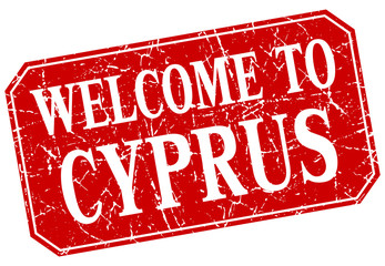 welcome to Cyprus red square grunge stamp