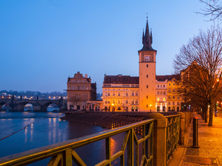 Fototapeta na wymiar Prague Old Town Water Tower in early morning 