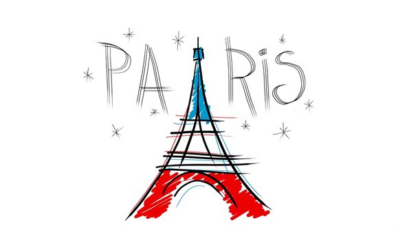 Paris, Tour Eiffel bleu blanc rouge