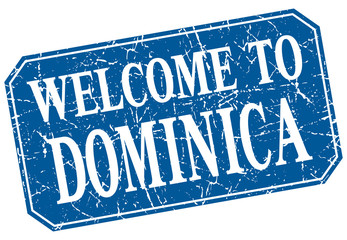 welcome to Dominica blue square grunge stamp