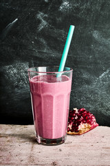 Fresh pomegranate smoothie with yogurt