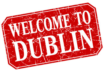 welcome to Dublin red square grunge stamp