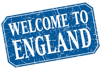 welcome to England blue square grunge stamp
