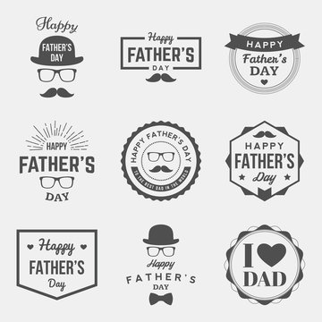 happy fathers day vintage labels set. vector illustration