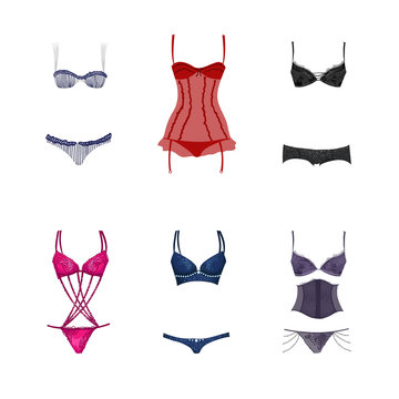 Vector set of very attractive and seductive lingerie