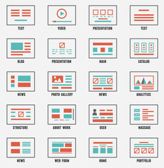 Vector set of sitemaps symbols for webpage. Web design and interface - obrazy, fototapety, plakaty