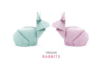 Origami paper rabbits