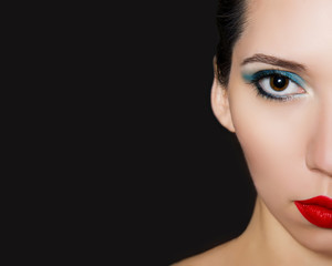 Fototapeta premium Close-up portrait of a beautiful woman with a professional make-