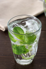 Flavor water with mint leaf