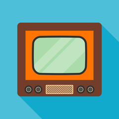television icon with long shadow. flat style vector illustration