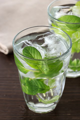 Flavor water with mint leaf