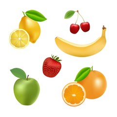 Fototapeta na wymiar Set of vector fruits and berries. 