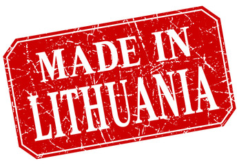 made in Lithuania red square grunge stamp