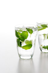 Flavor water with mint leaf
