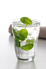 Flavor water with mint leaf