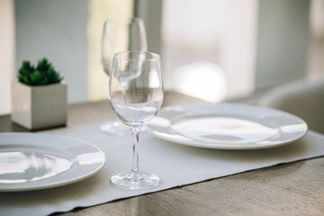 table setting, restaurant interior