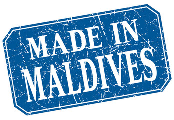 made in Maldives blue square grunge stamp