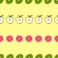 Seamless pattern of white background fruits.