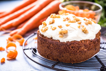 Homemade traditional carrot cake