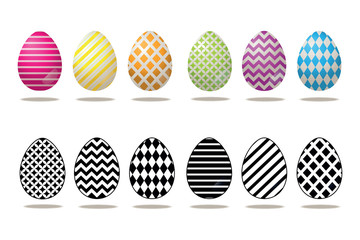 colorful Easter eggs with stripes