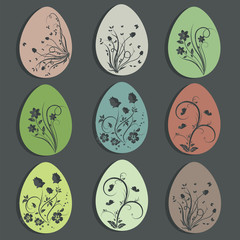 Colorful floral design decorated paper eggs