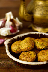 earthenware plate with falafel