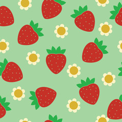 Seamless pattern Ripe red strawberries